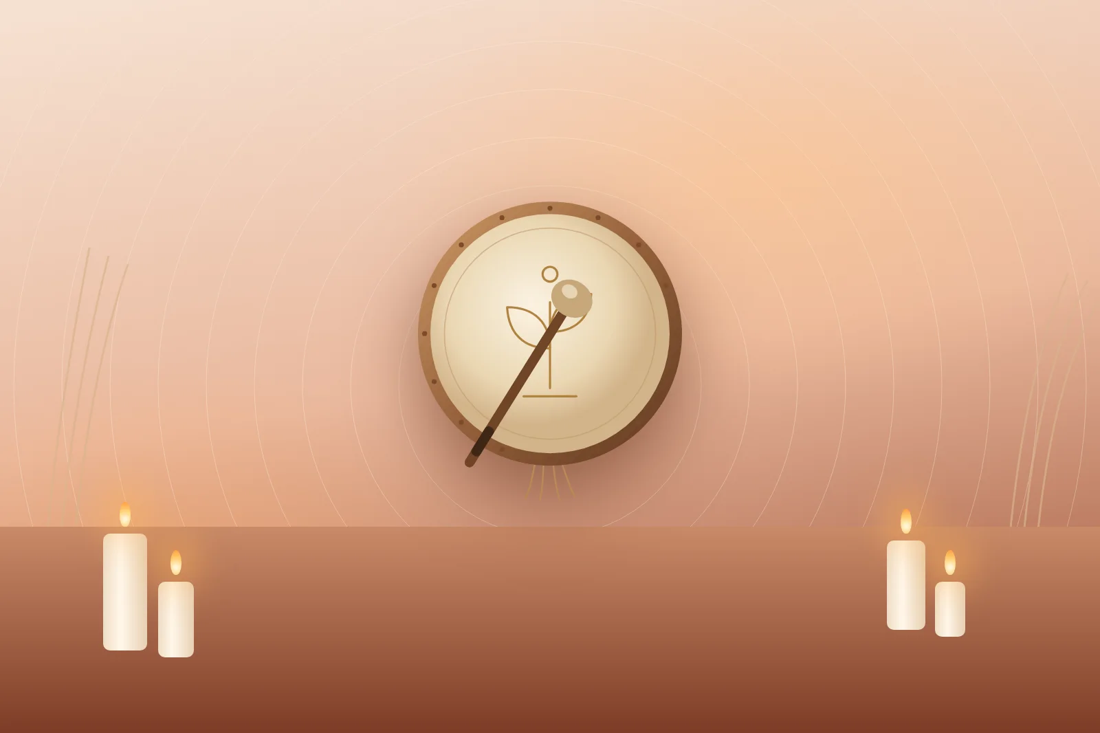 A quiet, candlelit room with a frame drum